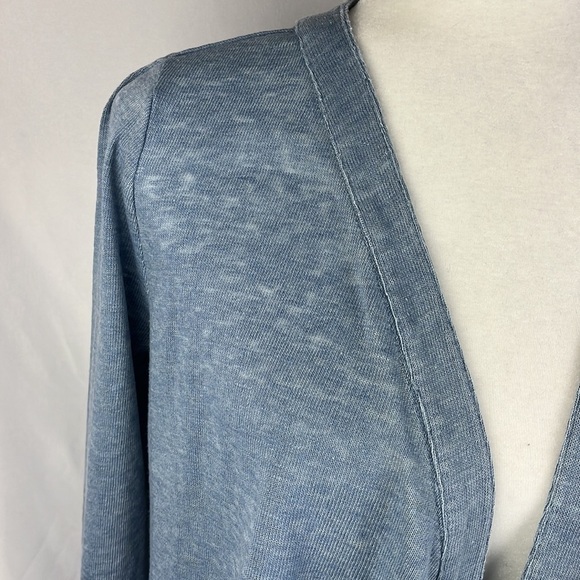 Soft Surroundings Blue Waterfall Open Front Drape Cardigan Sweater Womens XS - Picture 3 of 11